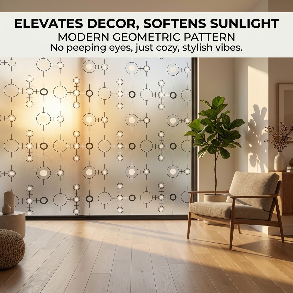 Self‑Adhesive Modern Geometric - Window Insulation Film ulasan dan harga