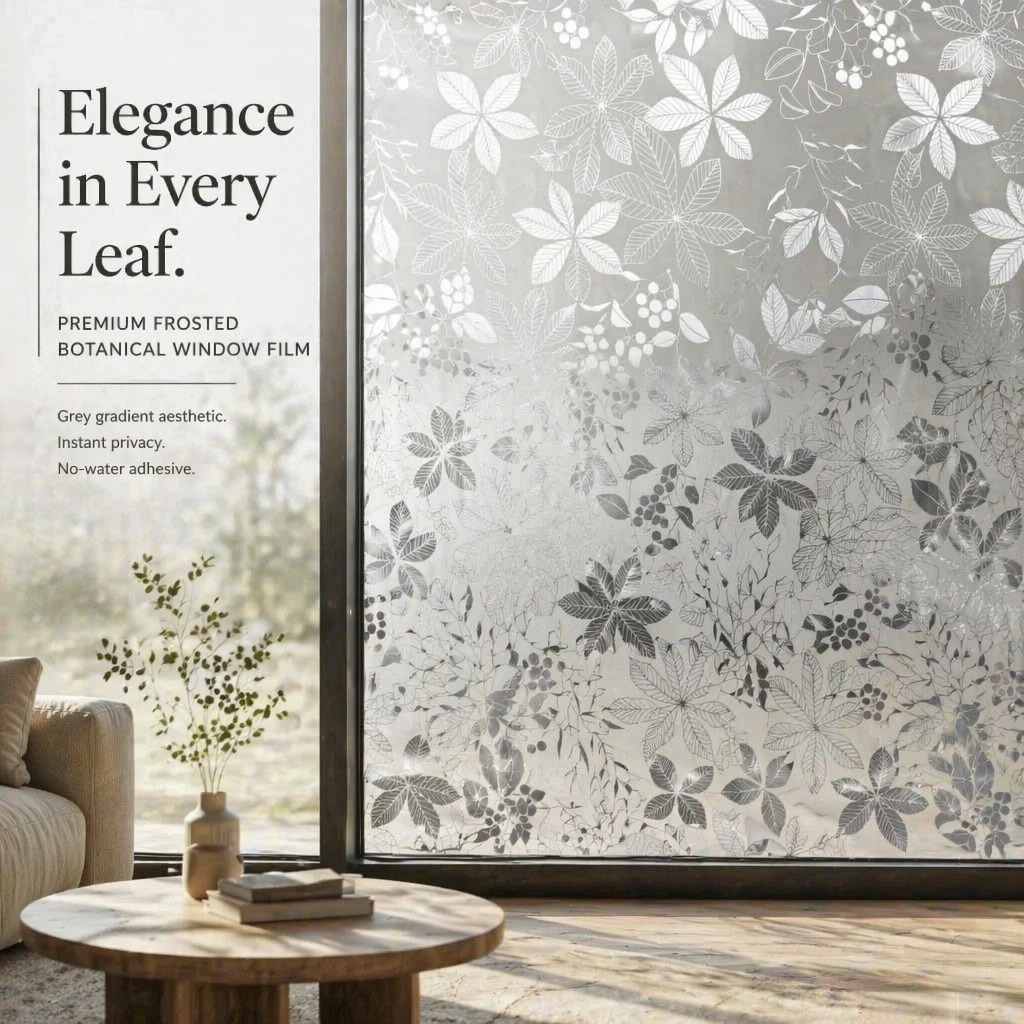 Watercolor Purple Floral Self- - Window Insulation Film ulasan dan harga