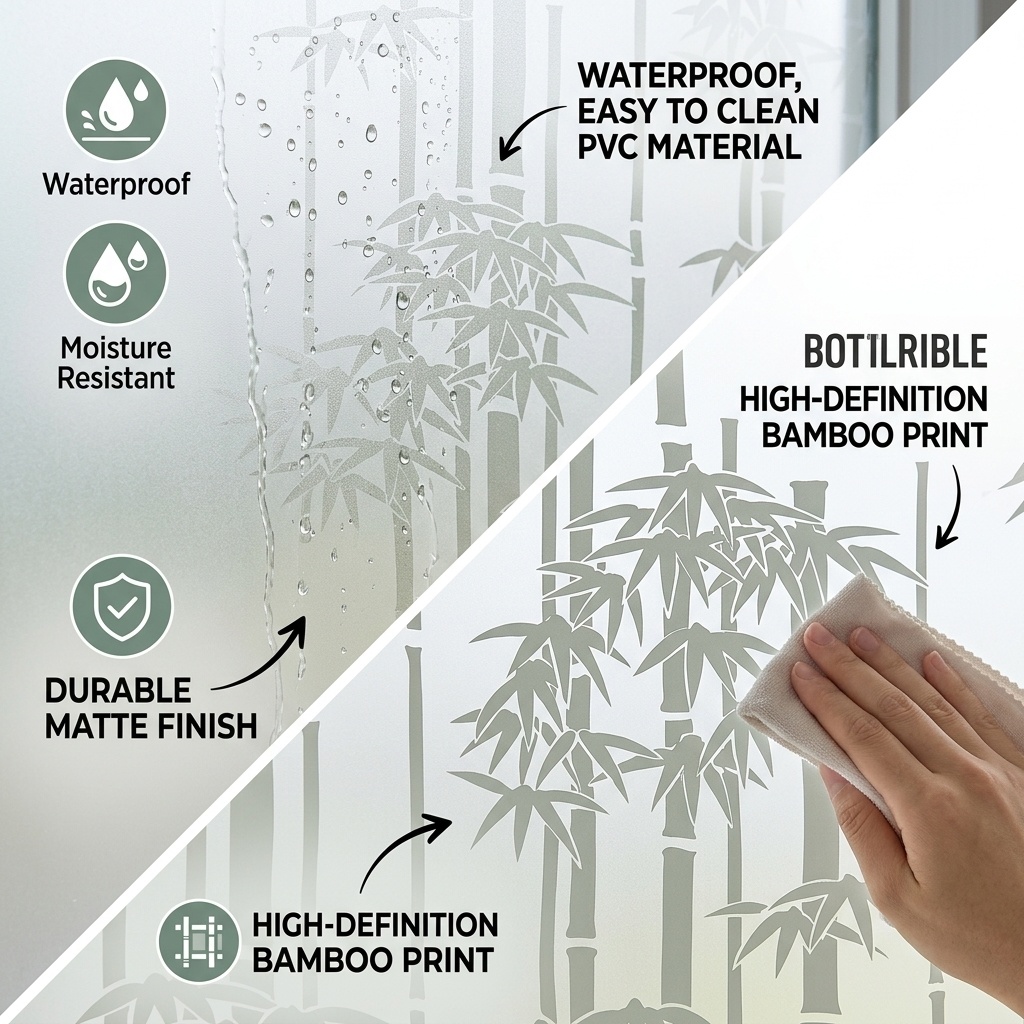 Elegant Vertical Bamboo Silhou - Window Insulation Film ulasan dan harga