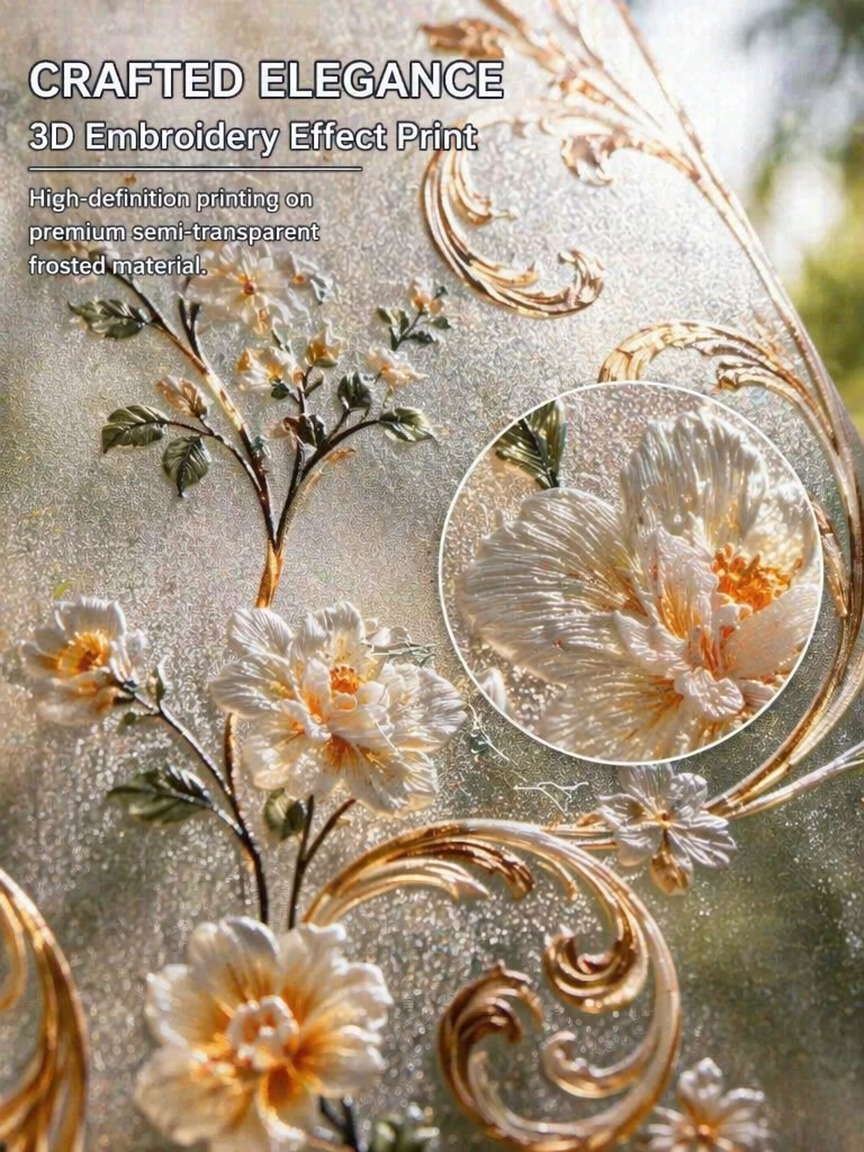 Embroidery Pattern Frosted Pri - Window Insulation Film ulasan dan harga